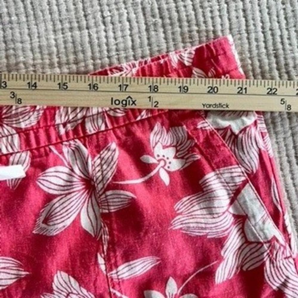 Gap Women XXL‎ Red Orange Floral Linen Blend Pull On Shorts Tropical Summer - Picture 6 of 9
